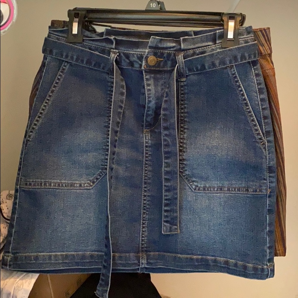 Paperbag Waist Denim Skirt